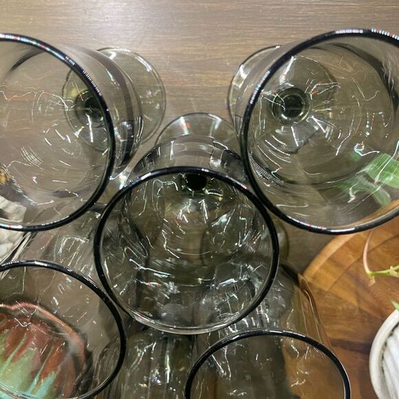Vintage Mid Century Smoke Glasses Set of 6 - Picture 9 of 10